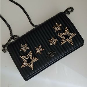 Coach 1941 Foldover Chain Clutch w/ Crystal Star Embellishments